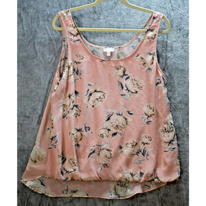 C by Bloomingdale’s‎ Blush Floral Tank Top XL Sleeveless Lined Chiffon Blouse